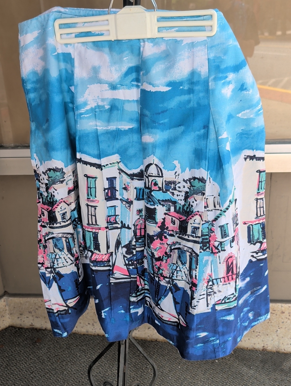 Charter Club Blue Scenic Print A-Line Skirt